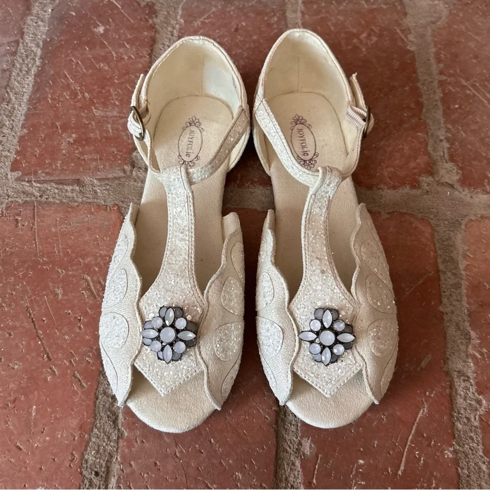 Joyfolie Mari Studded Flats in Silver Sz 5 Years Girls Youth